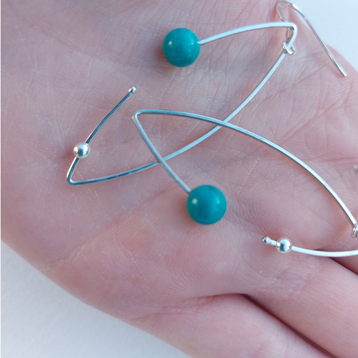 Sterling silver Wire Earrings (choice of pearls and beads)