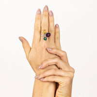 One Off Sterling fashion / statement silver and gold ring  Amethyst Citrine Jade