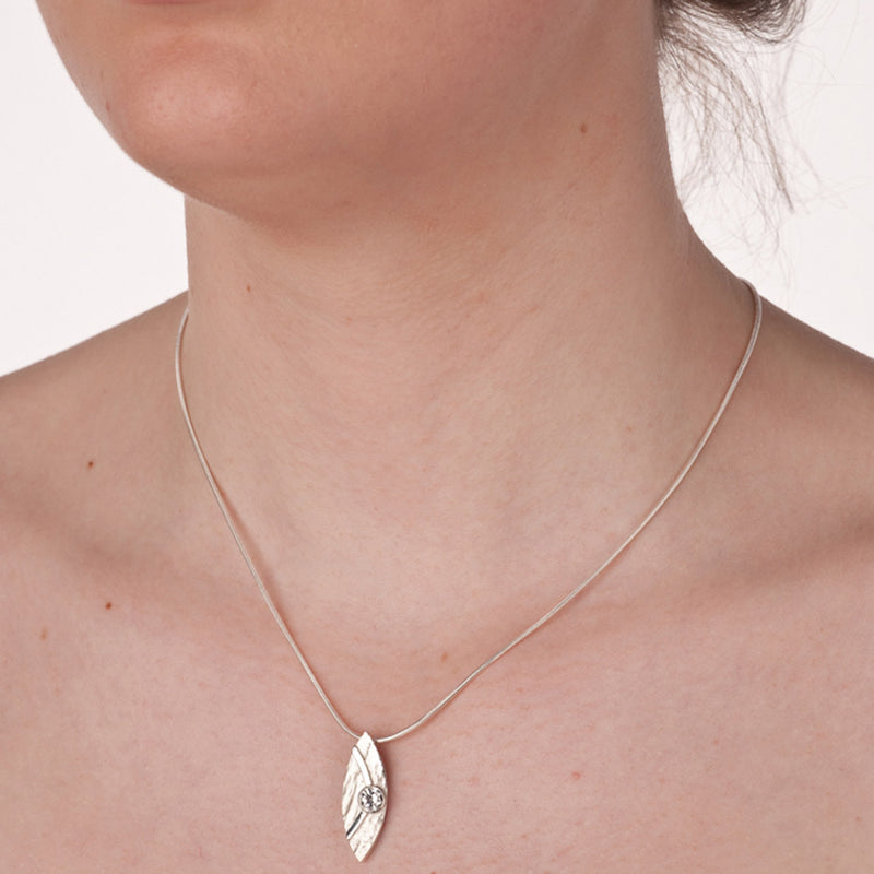 Marquis Shaped Sterling Silver Pendant a choice of stone by Robert Spotten