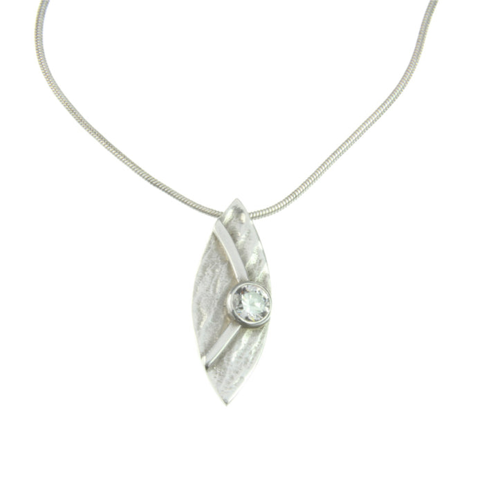 Marquis Shaped Sterling Silver Pendant a choice of stone by Robert Spotten