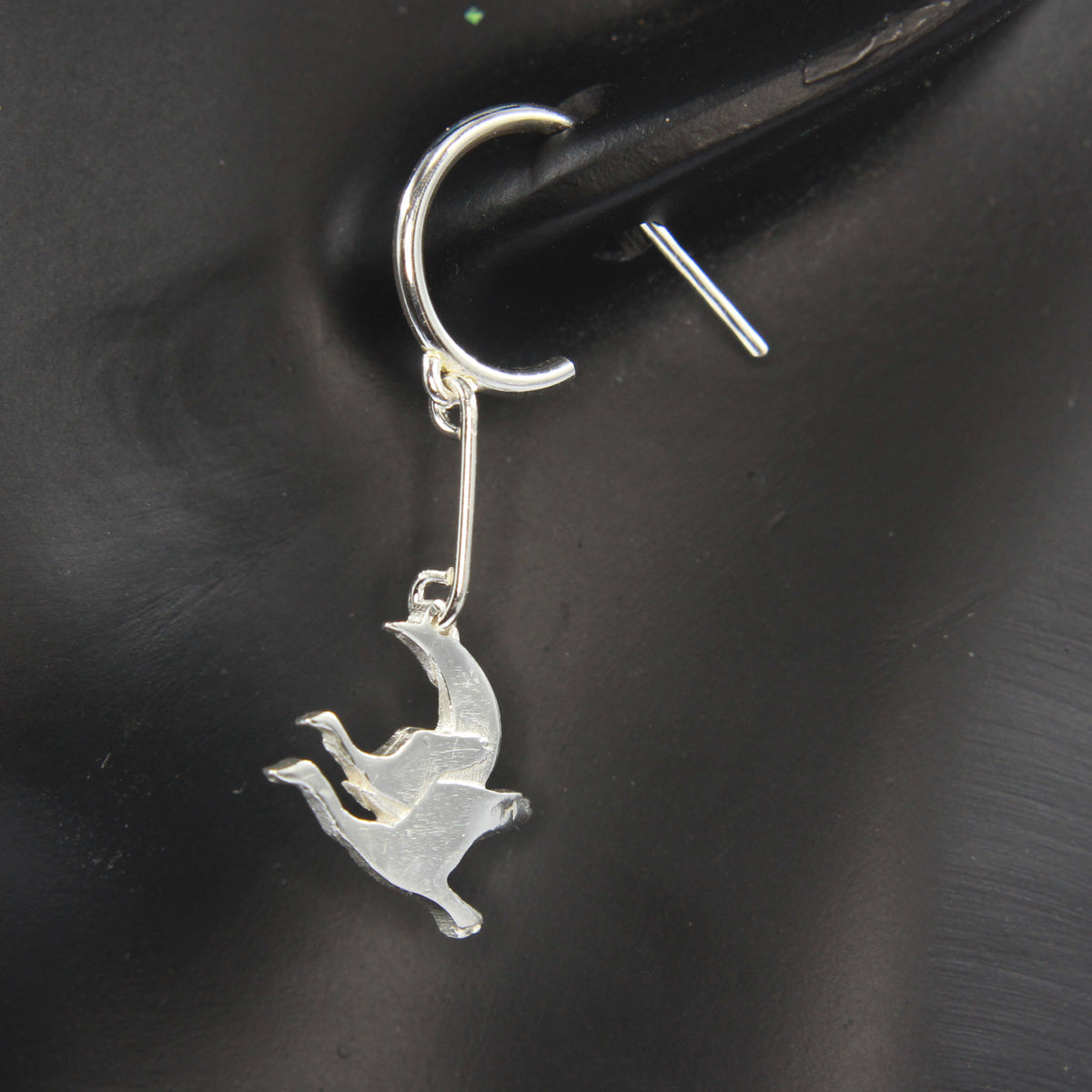 Recycled Sterling Silver Hoop Earrings with matching pendant - Children of Lir, Irish Myth