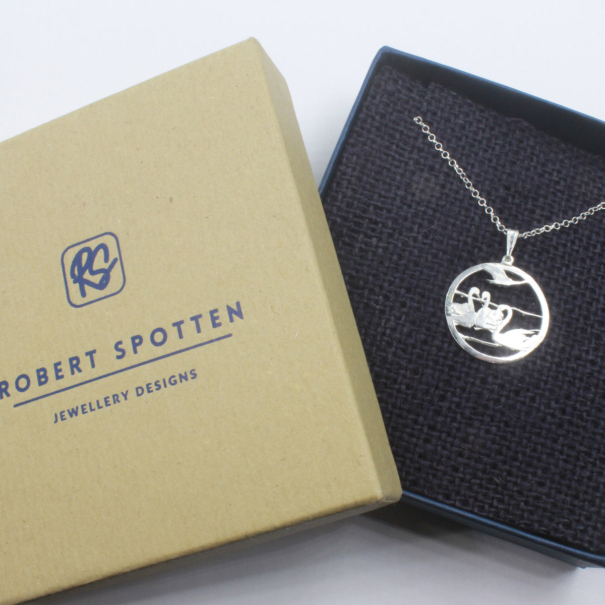 Recycled Sterling Silver Hoop Earrings with matching pendant - Children of Lir, Irish Myth