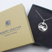 Recycled Sterling Silver Hoop Earrings with matching pendant - Children of Lir, Irish Myth