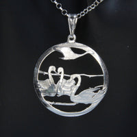Recycled Sterling Silver Pendant - Children of Lir, Irish Myth