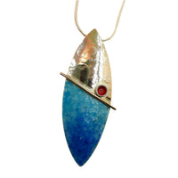 Turquoise, Red, Blue Enamelled Sterling Silver Pendant by Robert Spotten