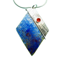 Enamelled Sterling Silver Diamond Shape Pendant by Robert Spotten