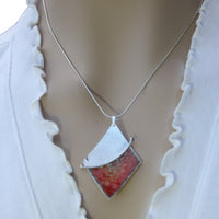 Enamelled Sterling Silver Diamond Shape Pendant by Robert Spotten