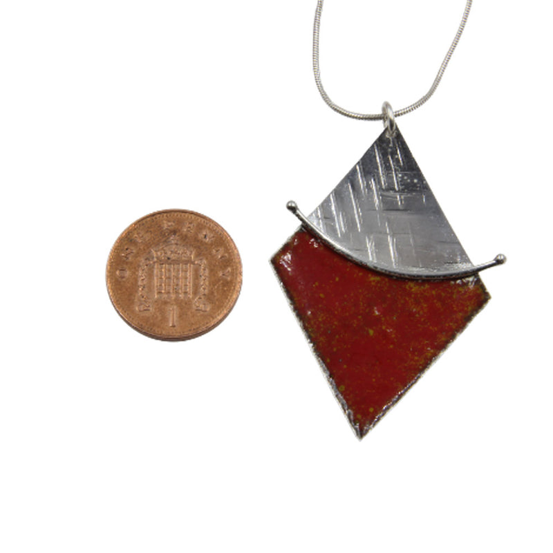 Enamelled Sterling Silver Diamond Shape Pendant by Robert Spotten