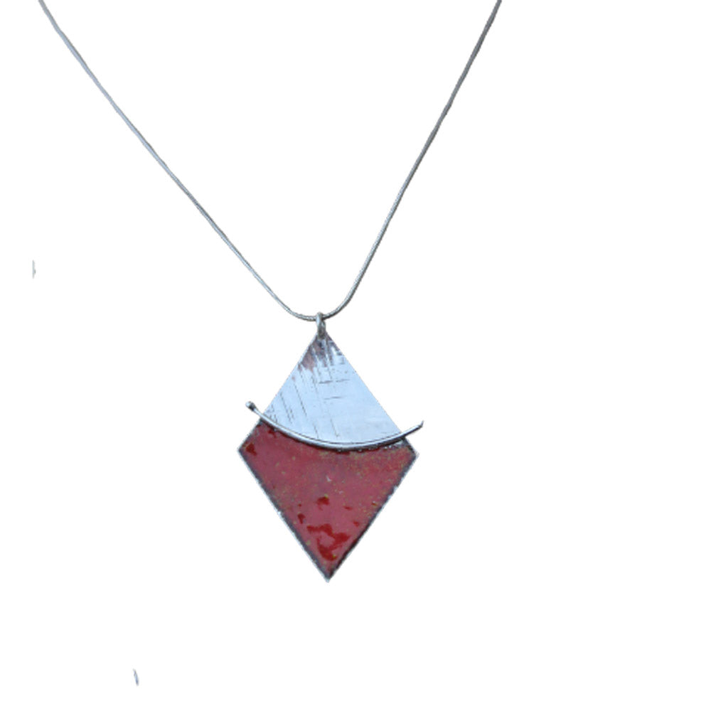 Enamelled Sterling Silver Diamond Shape Pendant by Robert Spotten