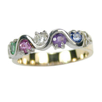 Birthstone ring, engagement or eternity ring, in gold or sterling silver - Made to order