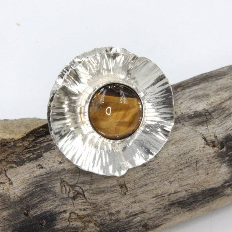 Handmade Tiger-eye (or other selected stone) Unique Sterling Silver Fashion Ring by Robert Spotten