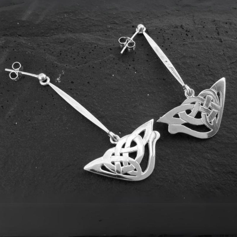 Celtic Sterling Silver Dangle earrings with matching brooch, ring and necklace