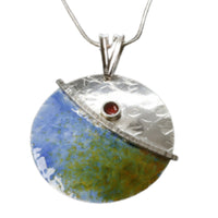 Blue Green Enamelled Sterling Silver Designer Necklace by Robert Spotten