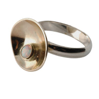 Dew on Buttercup ring - Unique Gold and Sterling Silver Ring with Opal by Robert Spotten