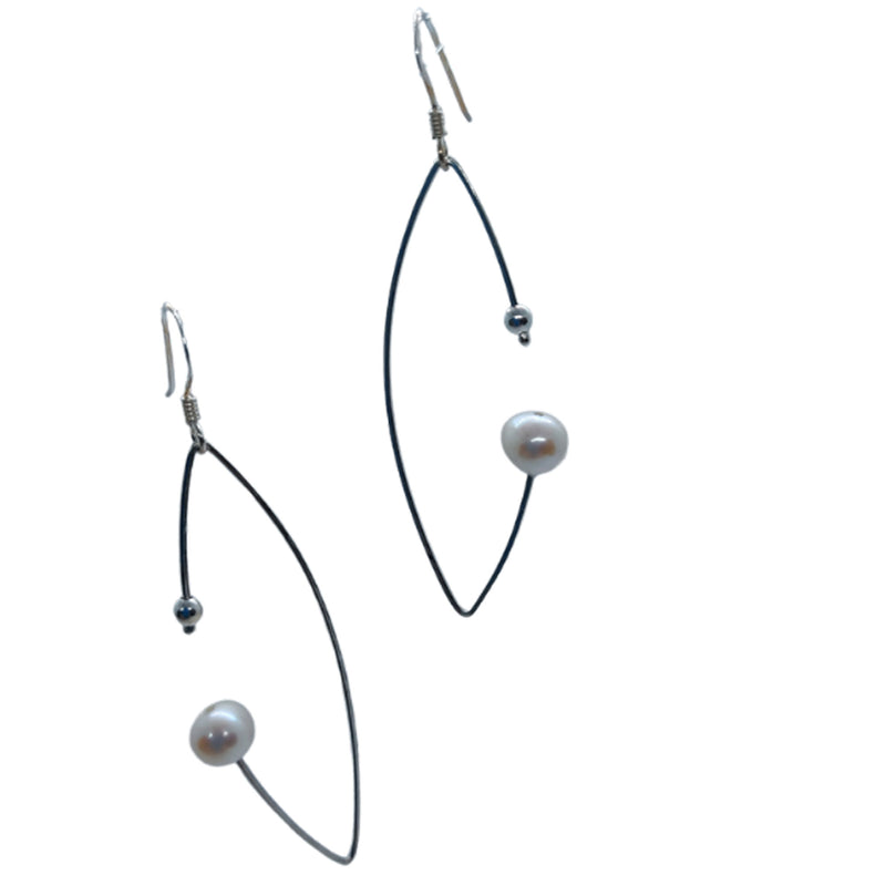 Sterling silver Wire Earrings (choice of pearls and beads)