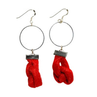 Handmade Textile Knot Earrings with sterling silver hooks – Playful, Light & One of a Kind - variety of patterns to choose from - The Puffin Gallery