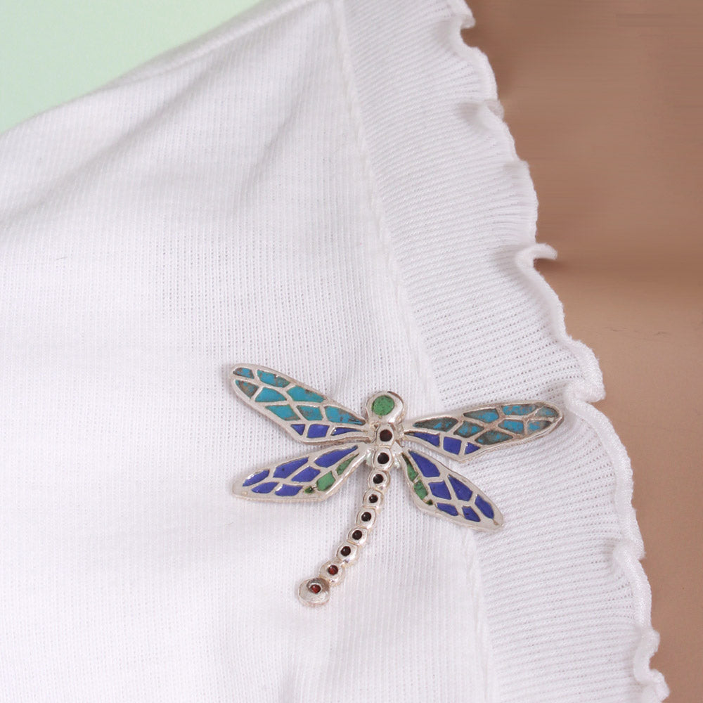 Unique Enamelled Sterling Silver Dragonfly by Robert Spotten