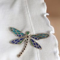 Unique Enamelled Sterling Silver Dragonfly by Robert Spotten