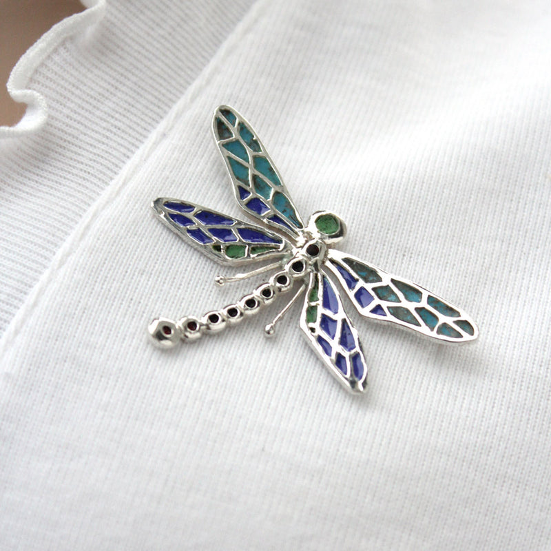 Unique Enamelled Sterling Silver Dragonfly by Robert Spotten