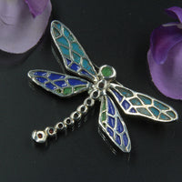 Unique Enamelled Sterling Silver Dragonfly by Robert Spotten