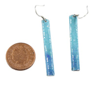 Long enamelled sterling silver earrings - blue, orange or green