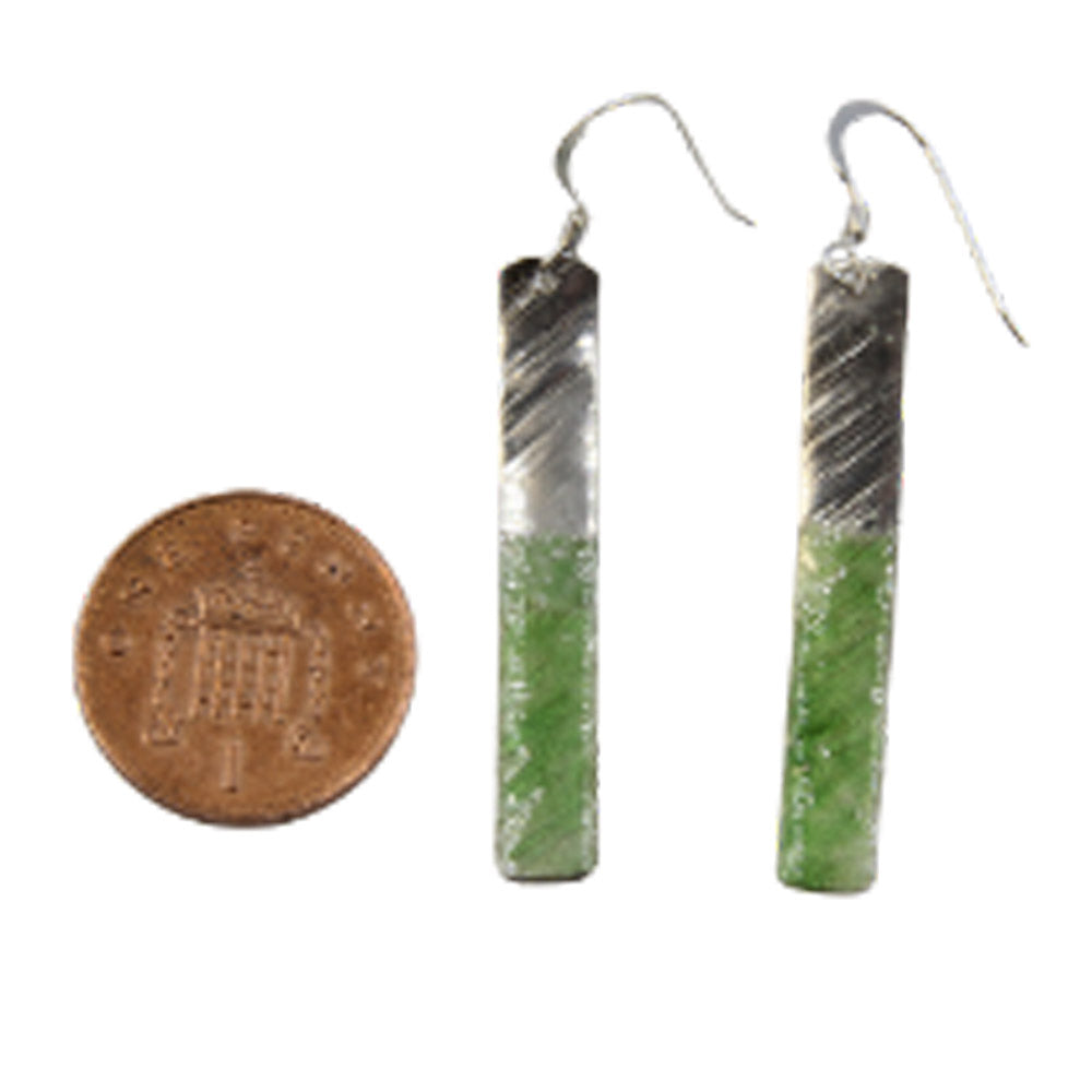 Long enamelled sterling silver earrings - blue, orange or green