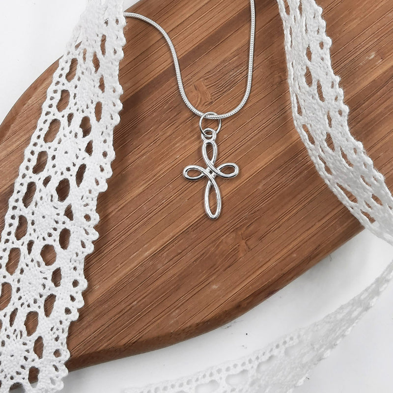 Sterling Silver Open Wire Cross - Ideal for a communion gift