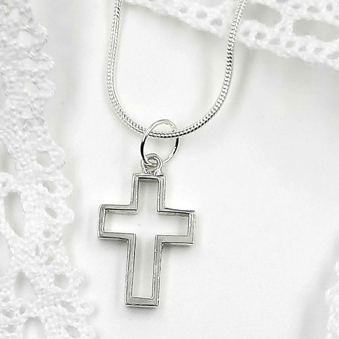 Sterling Silver Stong Outline Little Cross