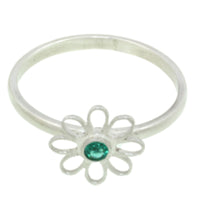 Daisy Sterling Silver Ring with Birthstone of your choice