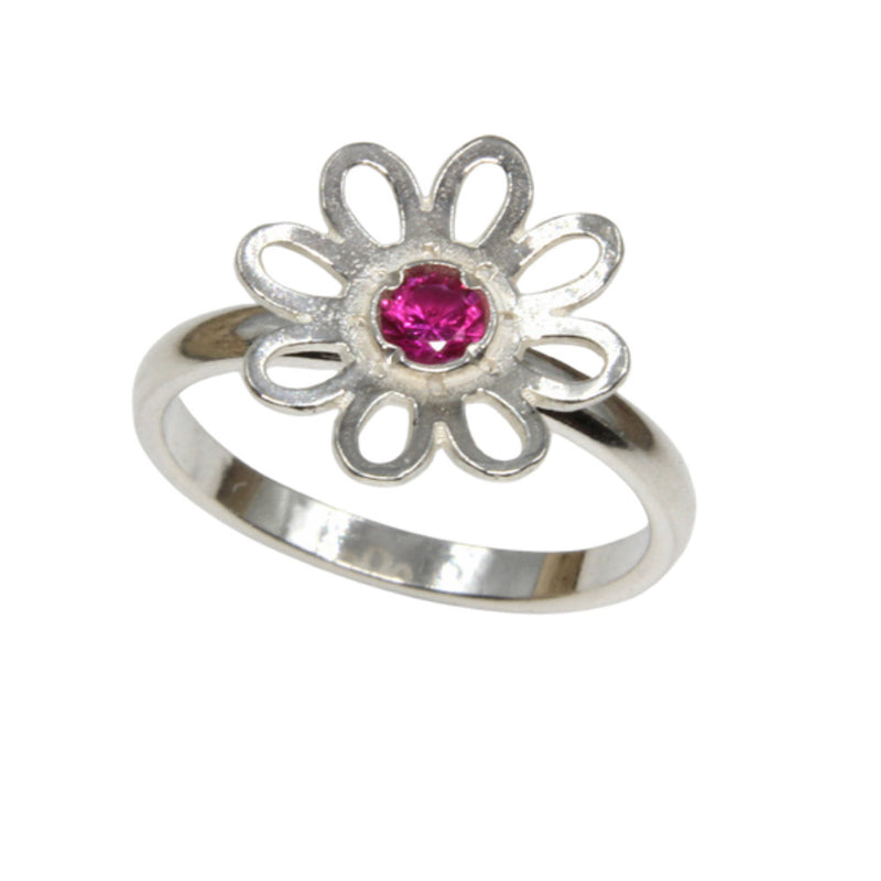 Daisy Sterling Silver Ring with Birthstone of your choice