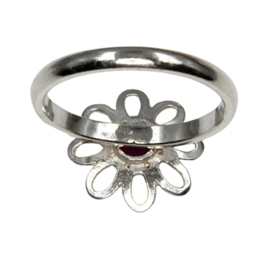 Daisy Sterling Silver Ring with Birthstone of your choice