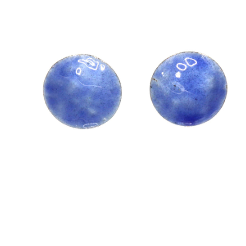 Sterling silver Enamelled Round Stud Earrings - blue or green