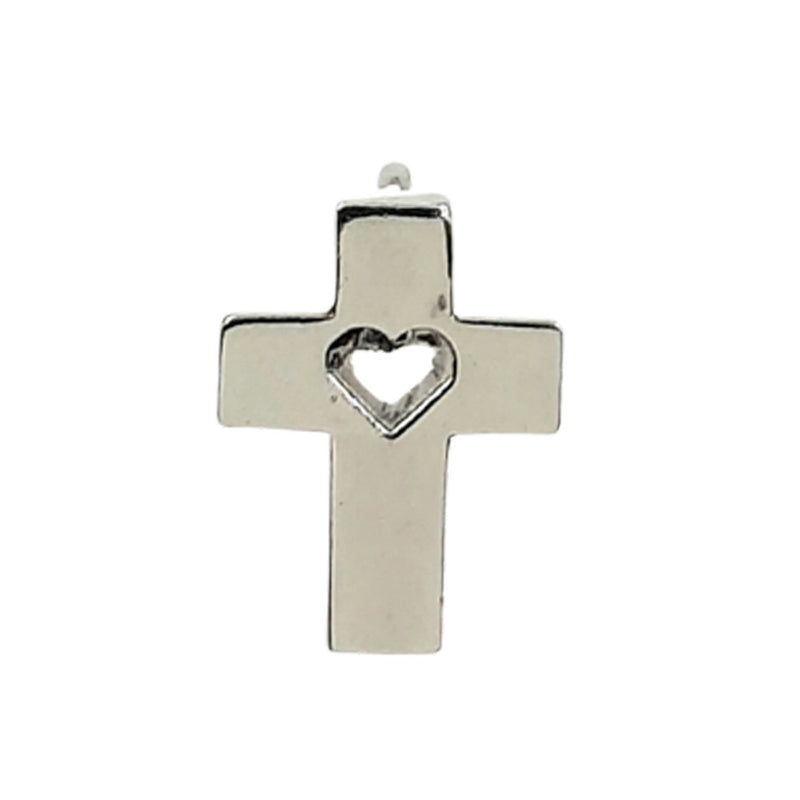 Sterling Silver Cross with Heart - Ideal for Communion