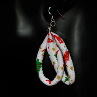 Handmade Textile Double Earrings with sterling silver hooks – Playful, Light & One of a Kind - variety of patterns to choose from - The Puffin Gallery