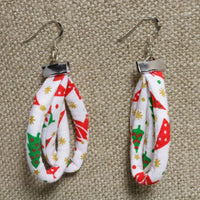 Handmade Textile Double Earrings with sterling silver hooks – Playful, Light & One of a Kind - variety of patterns to choose from - The Puffin Gallery