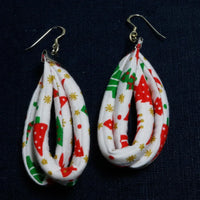 Handmade Textile Double Earrings with sterling silver hooks – Playful, Light & One of a Kind - variety of patterns to choose from - The Puffin Gallery