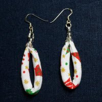Handmade Textile Single Loop Earrings with sterling silver hooks – Playful, Light & One of a Kind - variety of patterns to choose from - The Puffin Gallery
