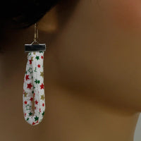 Handmade Textile Single Loop Earrings with sterling silver hooks – Playful, Light & One of a Kind - variety of patterns to choose from - The Puffin Gallery