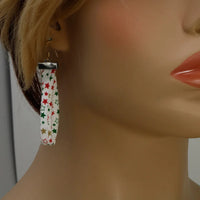 Handmade Textile Single Loop Earrings with sterling silver hooks – Playful, Light & One of a Kind - variety of patterns to choose from - The Puffin Gallery