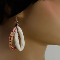 Handmade Textile Double Earrings with sterling silver hooks – Playful, Light & One of a Kind - variety of patterns to choose from - The Puffin Gallery