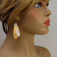 Handmade Textile Double Earrings with sterling silver hooks – Playful, Light & One of a Kind - variety of patterns to choose from - The Puffin Gallery