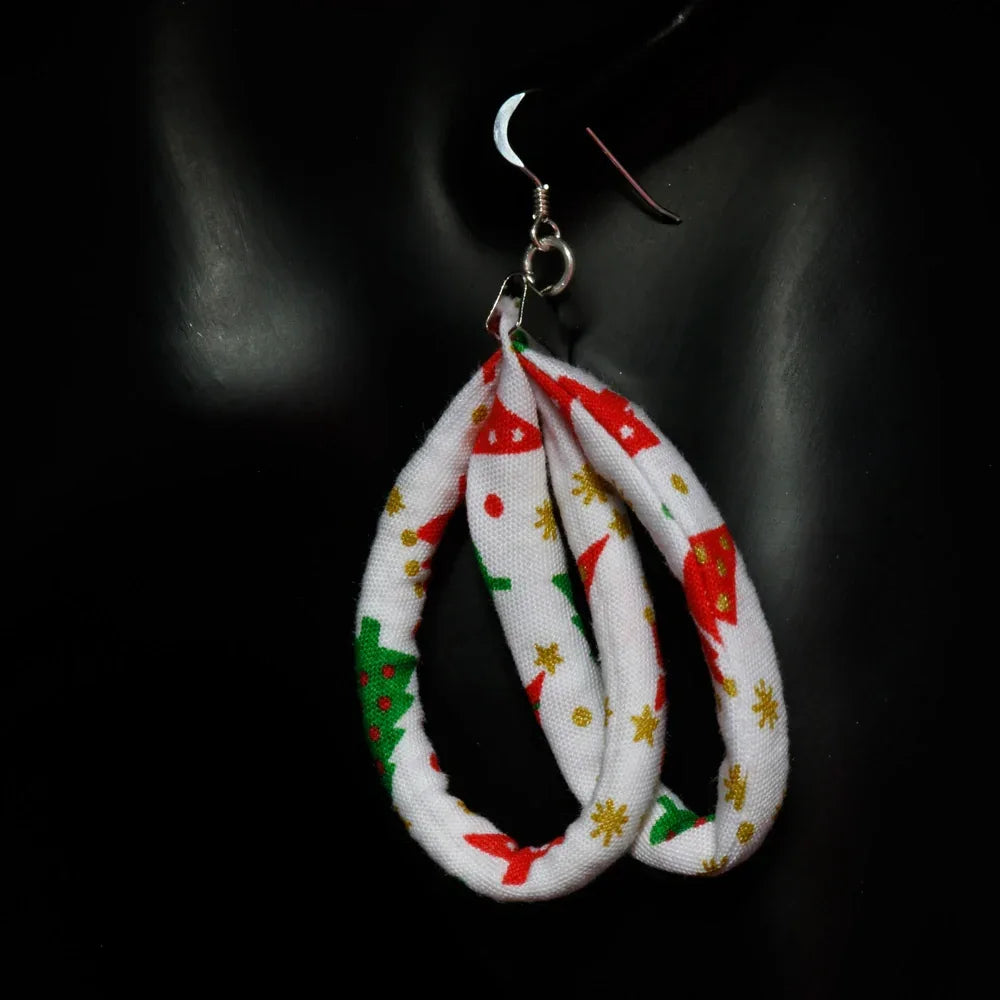 Handmade Textile Double Earrings with sterling silver hooks – Playful, Light & One of a Kind - variety of patterns to choose from - The Puffin Gallery