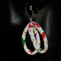 Handmade Textile Double Earrings with sterling silver hooks – Playful, Light & One of a Kind - variety of patterns to choose from - The Puffin Gallery