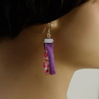 Handmade Textile Double Earrings with sterling silver hooks – Playful, Light & One of a Kind - variety of patterns to choose from - The Puffin Gallery