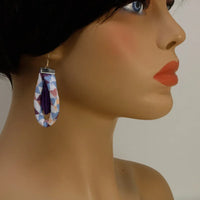 Handmade Textile Double Earrings with sterling silver hooks – Playful, Light & One of a Kind - variety of patterns to choose from - The Puffin Gallery