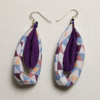 Handmade Textile Double Earrings with sterling silver hooks – Playful, Light & One of a Kind - variety of patterns to choose from - The Puffin Gallery