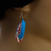 Handmade Textile Double Earrings with sterling silver hooks – Playful, Light & One of a Kind - variety of patterns to choose from - The Puffin Gallery