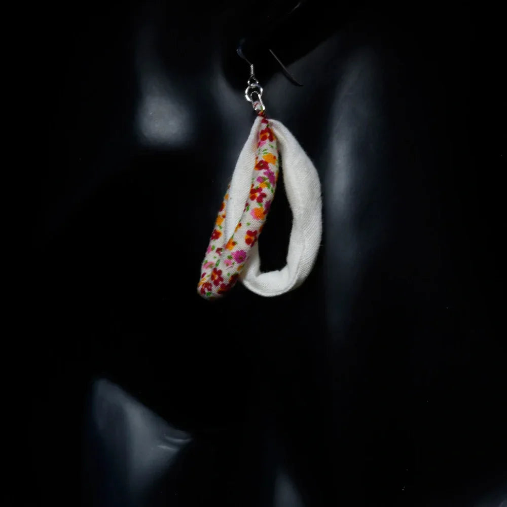 Handmade Textile Double Earrings with sterling silver hooks – Playful, Light & One of a Kind - variety of patterns to choose from - The Puffin Gallery