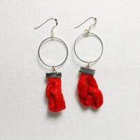 Handmade Textile Knot Earrings with sterling silver hooks – Playful, Light & One of a Kind - variety of patterns to choose from - The Puffin Gallery