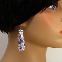 Handmade Textile Single Loop Earrings with sterling silver hooks – Playful, Light & One of a Kind - variety of patterns to choose from - The Puffin Gallery